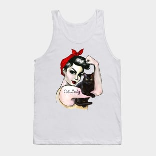 Strong Cat Lady Gift T-shirt For Lover Cat Tank Top